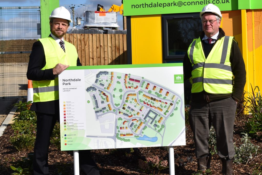 Head of Property Central England Cooperative Andrew Buckley and Norman Paske from Bowbridge Homes visit Northdale Park in Raunds