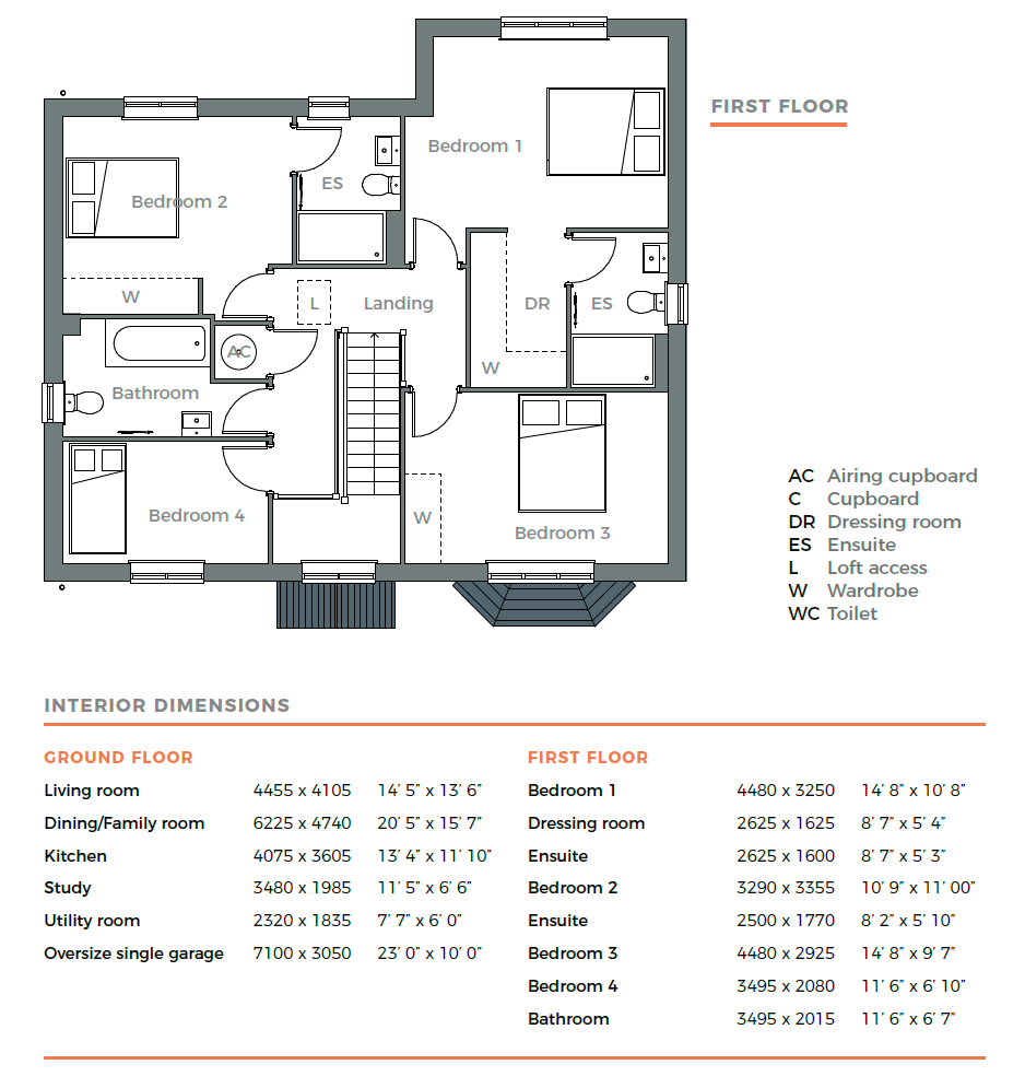 The floor plan of new home for sale, The Dartmoor at The Stables in North Kilworth